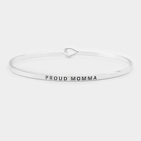 Proud Mamma Thin Brass Metal Hook Bracelet Gift - Picture 3 of 7